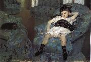 Mary Cassatt The little girl in the blue Sofa oil painting picture wholesale